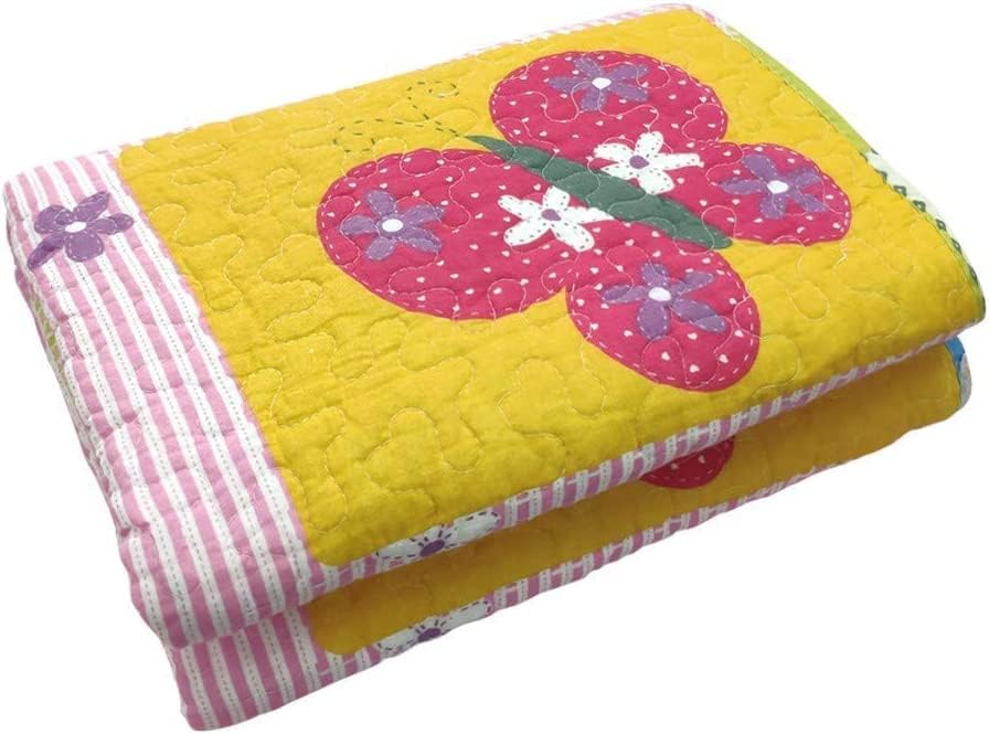 Miniatura 8 de ABREEZE Colcha de algodón con diseño de mariposa y corazón, para niños pequeños y bebés, manta para cama de niña, regalo de 43 x 51 pulgadas
