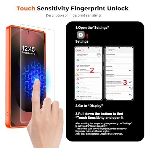 Image of SUPFINE Magnetic for Samsung Galaxy S25 Ultra Case with Screen Protector, (Built-in Magnets) (Military Grade Drop Protection) Slim Translucent Shockproof Phone Case,Orange