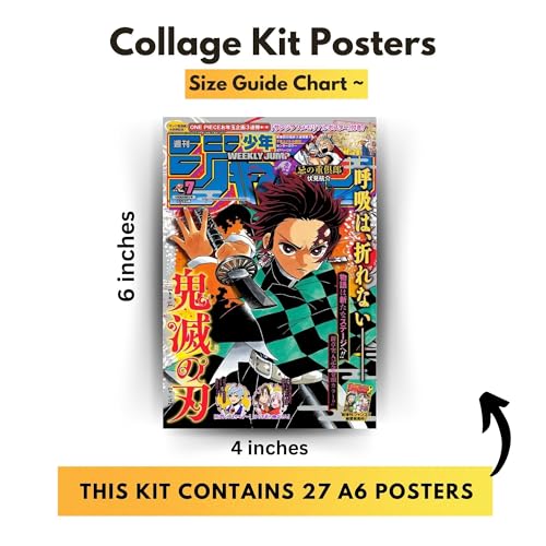 Image of Yellow Town India Anime Vintage Magazine Style Cover Posters - Set of 27 | A6 Size Wall Collage Kit for Boys & Girls | 300 GSM Gloss Prints | Dorm Room, Bedroom, Study Wall Decor | Free Wall-Friendly Glue Sheets