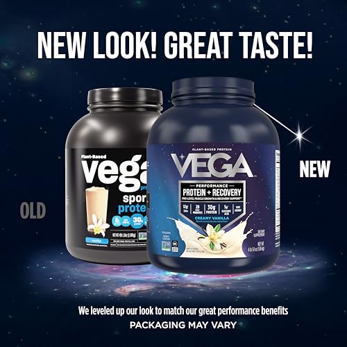 Vega Sport Vegan Protein Powder + Recovery - 30g Plant Based Protein per Serving, Vanilla, 45 Servings, 5g BCAAs, Probiotics, NSF Certified, for Shakes & Smoothies, 4.1lbs (Packaging May Vary) - Image 3