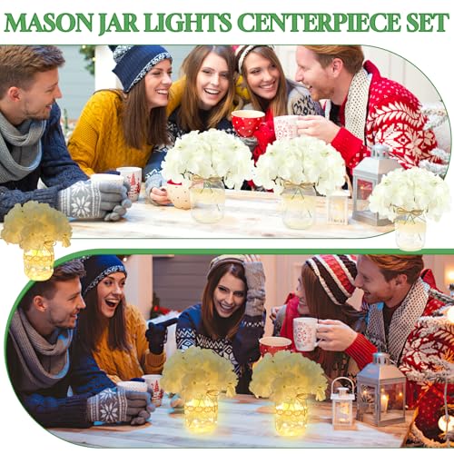 50% OFF Juego de 6 centros de mesa con hortensias artificiales - Image 4