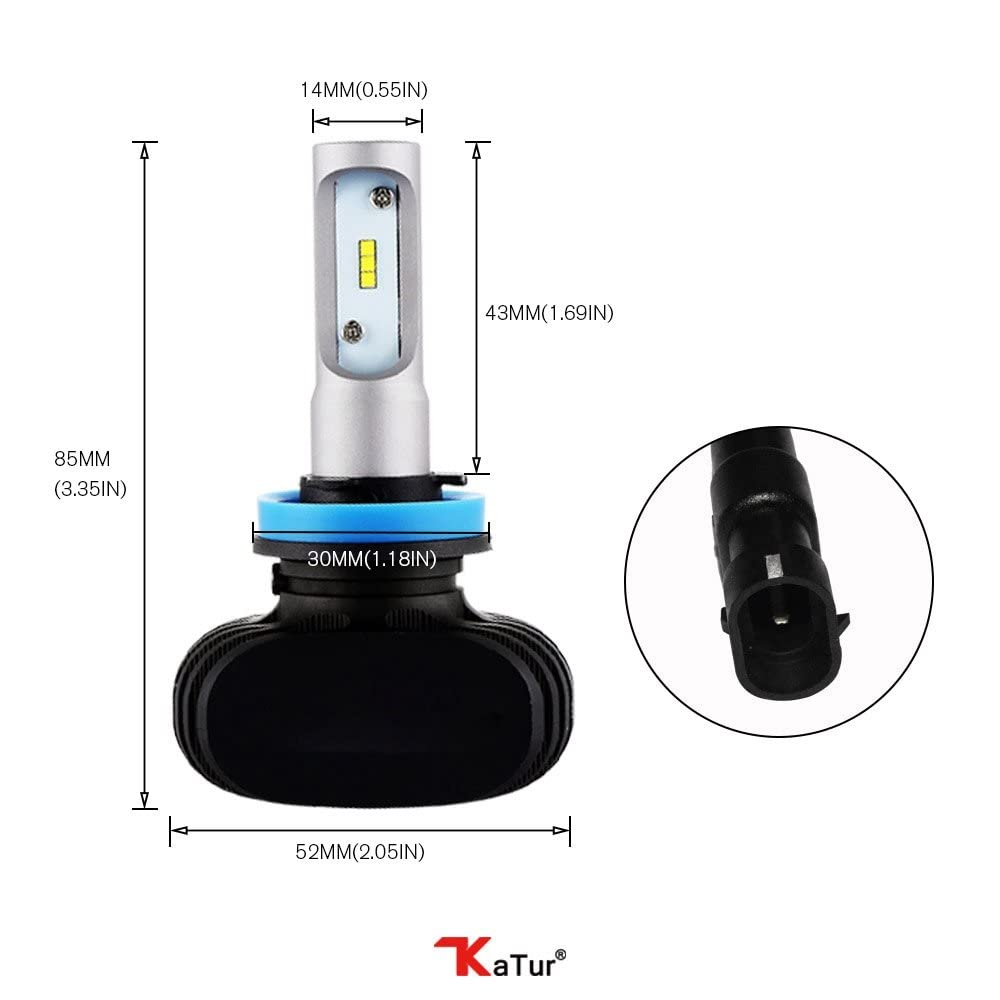 KATUR H11 żarówka LED do reflektorów, 50 W 6500 K 8000 lumenów IP68 wodoodporna bardzo jasna H8 H9 CSP zestaw do konwersji chipów - 3 lata gwarancji