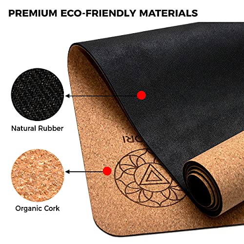 Satoriconcept Cork Yoga Mat - 100% Eco Friendly Cork & Rubber, Lightweight With Perfect Size (72” X 24”) And 4Mm Thick, Non Slip, Sweat-Resistant, Innovative Exercise Mat For Hot Yoga (Original) #TOP3