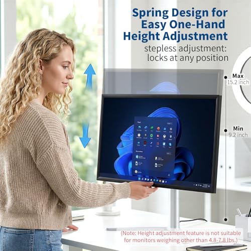 Image of Aluminum Monitor Stand with Spring-Adjustable Height, Vesa Mount with Full Tilt, Swivel & Rotation, Only for 4.8-7.8LB Monitor Weight Range