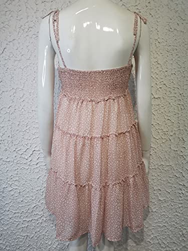Image of kinstell Women's Boho Spaghetti Strap Ruffle Square Neck Bowknot Backless Sleeveless Elegant Flowy Mini Short Skater Dresses