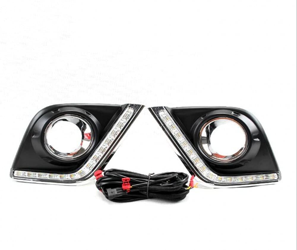 Auto-Tech 1Pair LED Light With Yellow Turn Signal Daytime Running Light, Retrofit Car Fog lamp LED DRL kit Replacement For Toyota REVO Hilux VIGO 2015-2016