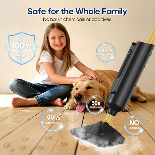 Image of NEWBULIG Steam Mop for Hardwood /Tile /Carpet, Lightweight Steamer Cleaner for Floor Cleaning, Heats Up in 30 Seconds,16.4 FT Cord and 2 Washable Pads