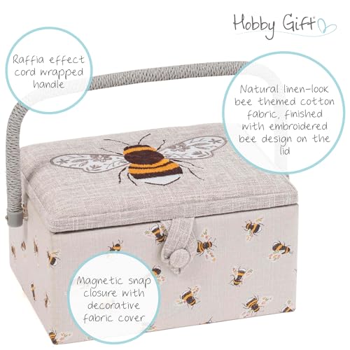 Boîte de rangement couture Hobby Gift M avec abeille brodée