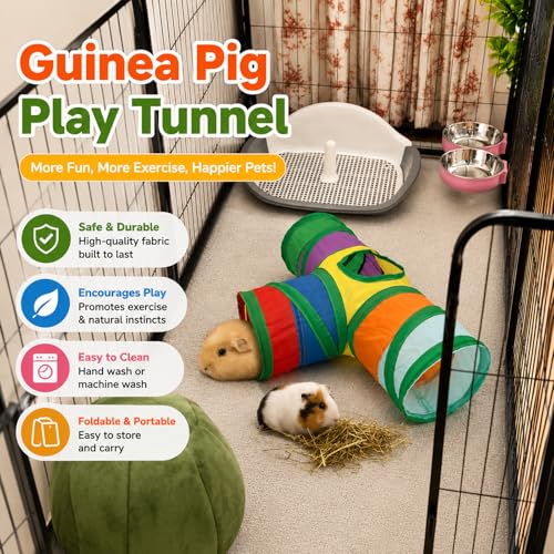 Rypet Guinea Pig Tunnel 3 Way Collapsible Small Pet Tunnels and Tubes with Interactive Ball for Baby Rabbit Ferret Hamster Chinchilla Hedgehog Hiding and Resting - Image 4
