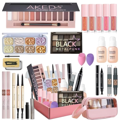 Kit Maquillaje Mujer, Set Maquillaje Mujer de 21 Piezas, Set de Maquillaje Adolescentes, Kit de Estuche Maquillaje Profesional Completo con Estuche de Maquillaje