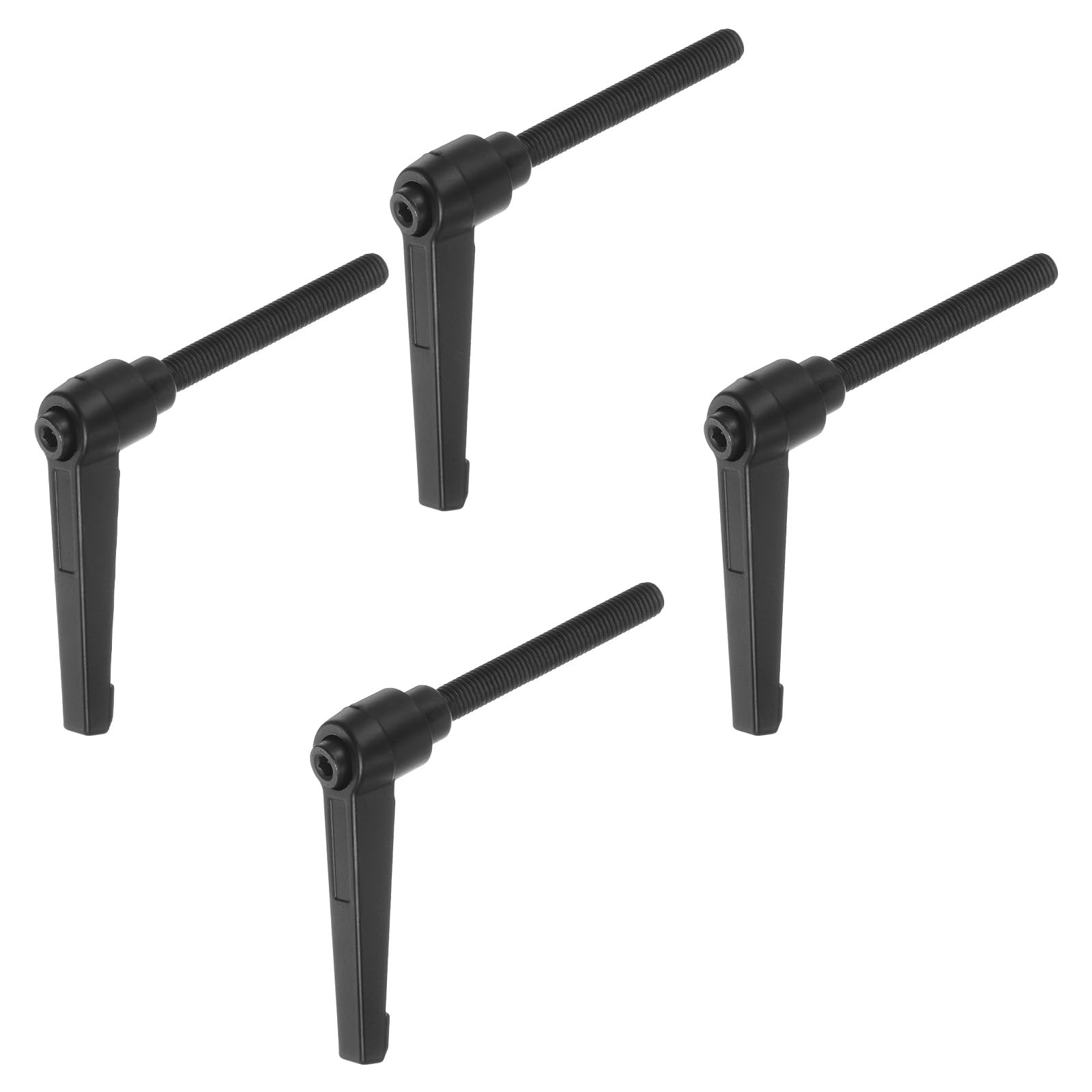 HARFINGTON 4pcs Adjustable Clamping Lever Handles M8 x 80mm Male Thread Bolt Knobs Rotating Screw Locking Quick Release Ratchet Push Button Handle, Black