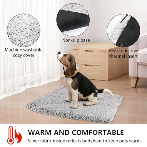 MJFENDAI Thermal Plush Fur Pet Mat, Self Heating Cat Bed for Indoor Cats Kitten Puppy, Cat Heat Pad Cushion Washable for Sofa & Crate & Kennel & Car Seat (40cm X 50cm, Grey) - Image 5