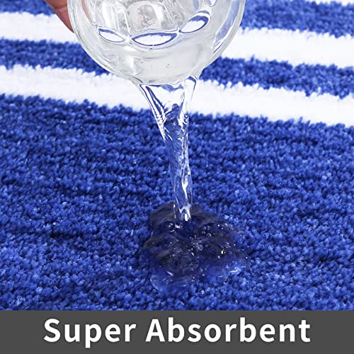 Tapis de bain antidérapant bleu absorbant grand format - 4