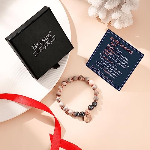 Image of Btysun Initial Bracelets for Women, Graduation Gifts for Daughter Her Teen Girls Gifts Trendy Stuff Stocking Stuffers Letter A-Z Beaded Bracelet Sister Mom Birthday Gift Female Christmas Jewelry