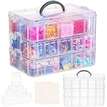 SGHUO Bead Organizer Box, 56 pcs Small Organizers, 3-Tier Stackable Storage Container Box for Art Craft Storage, Washi Tape, Kids Toys, Jewelry, Beauty & Sewing Supplies