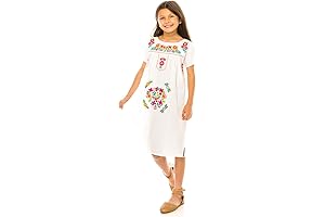 Adorable Traditional Mexican Girl Embroidered Boho Dress for Special Occasions in Navy,...