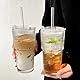 2 Stück 600ml Glasbecher mit Deckel und Strohhalm, Matcha Glas,Iced Coffee Glas, Smoothie Becher, Luftdicht Wasserdicht Design Kaffeebecher Travel Mug, Eiskaffee Becher, Trinkglas (Transparent)