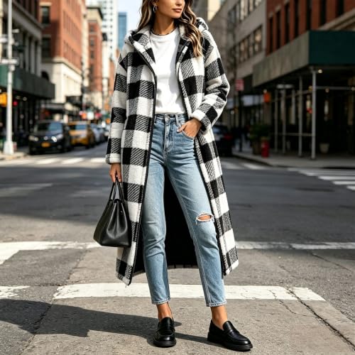 FPMLUXLL Womens Winter Jacket Warm Fleece Flannel Long Hooded Sherpa Jacket - image 4