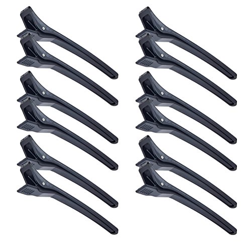 Hair Styling Set of 12pcs Super Strong Black Long Sectioning Styles Clips Clasps Clamps Grips