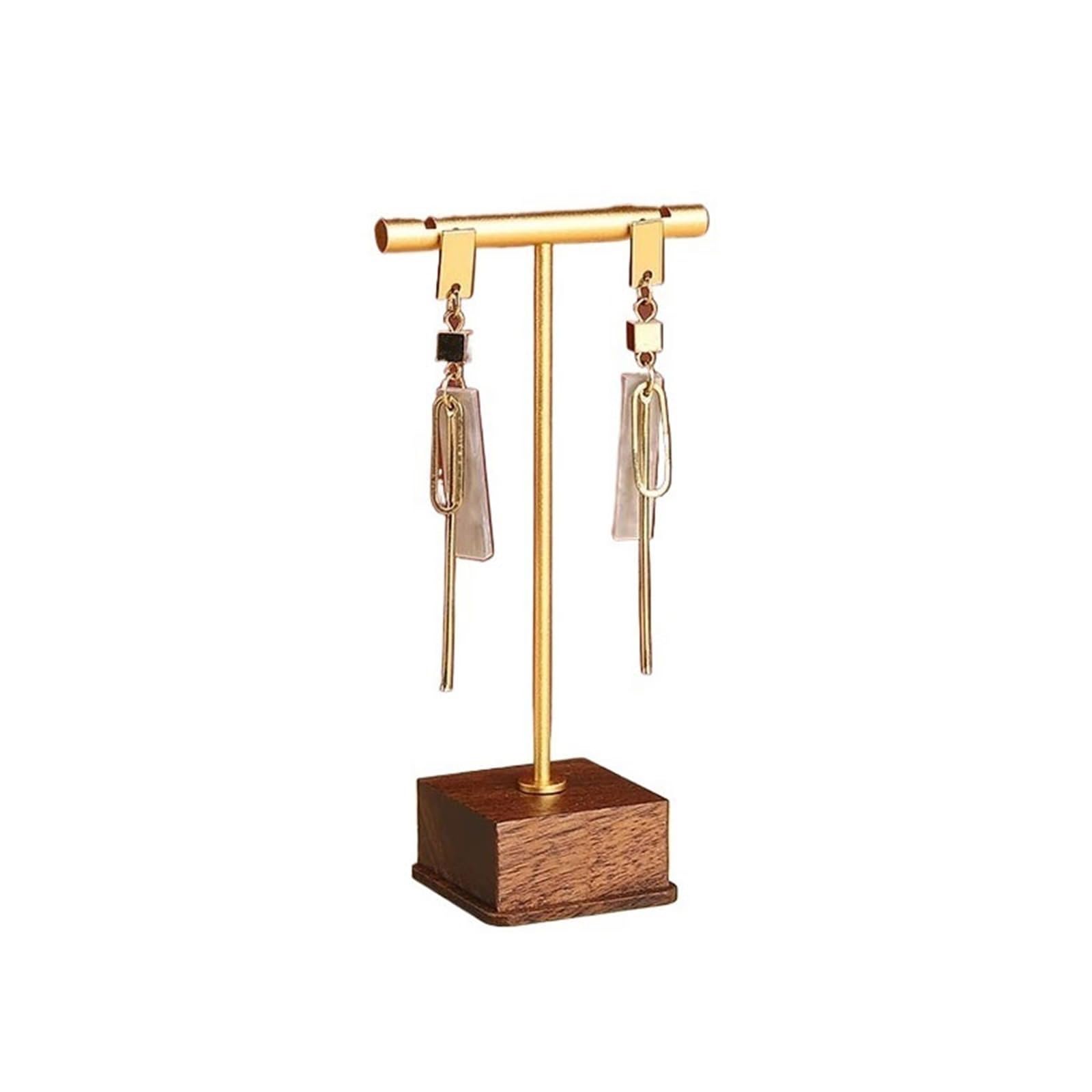 WANGHAI-666 Jewelry Rack Earring Display Stand Detachable Wooden Base Metal T-Bar Holder