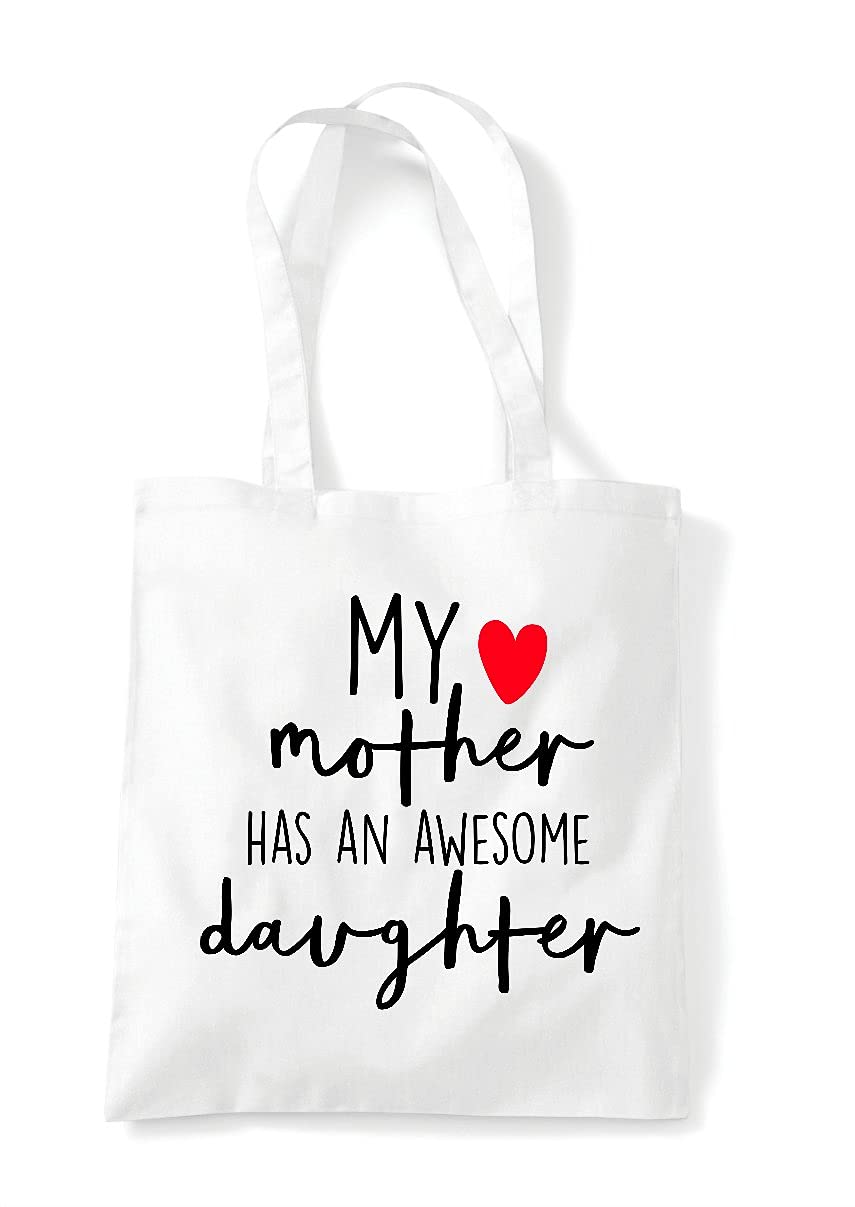 My mother has an awesome daughter family statement [CM17FH] tote shopping bag - White
