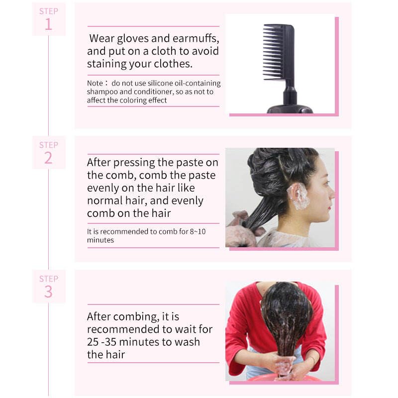 Image of Permanent Herbal Hair Color Shampoo Comb with Plant-Based Formula & Nourishing Hair Care Suitable for All Hair Types &, Natural Hair colur for Even Coverage for women, men,Color Stick200ml (Golden Brown)
