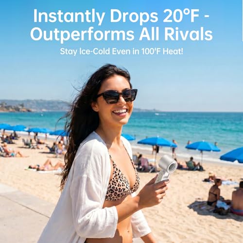 Image of Pro Handheld Portable fan with Turbo Cooling 199-Speed 5500mAh | Hand Held Fan Rechargeable Powerful Mini Personal fan for Travel, Outdoor, Beach & Makeup