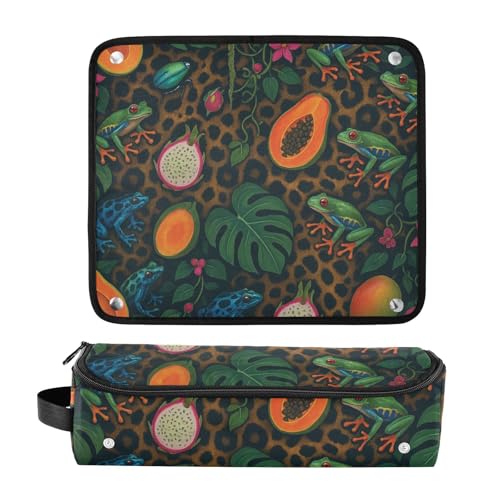 Bolso de Viaje para Herramientas Capilares con Alfombra Aislante Térmico, Organizador de Gran Capacidad para Planchas, Rizadores y Secadores de Cabello, Estampado de Leopardo en Selva miniatura 3