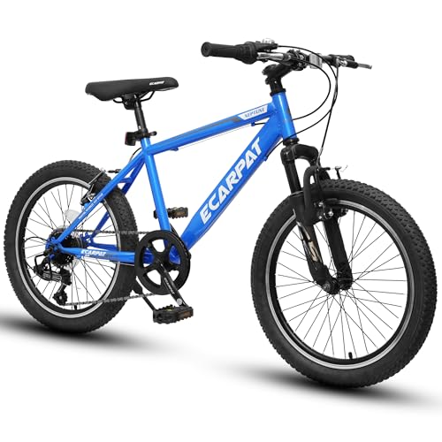 KIAPALNO Kids Mountain Bike 20 Inch Boys Girls Bike for Ages 5-10 with 7 Speeds Suspension Fork Disc Brakes Rider Height 48-60 Inch Christmas Birthday Gifts Kids Bicycles Multi Colors