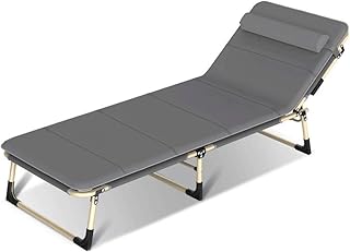 Lettino prendisole pieghevole, Lettino prendisole con materasso, poggiatesta estraibile, alluminio antiruggine, traspirante, confortevole, reclinabile, max.Capacità di carico 160 Kg, grigio blu 194 cm