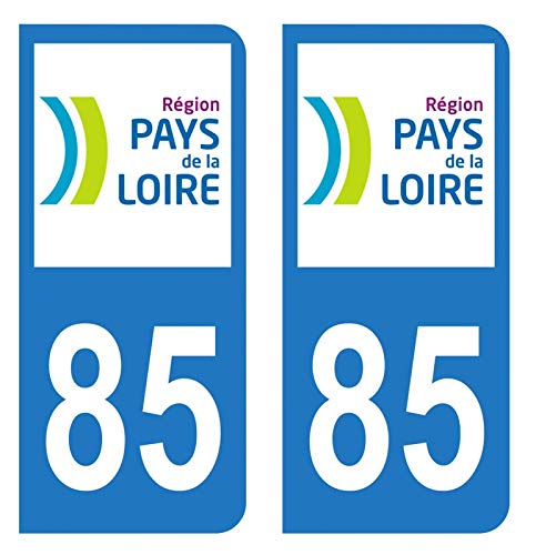 HADEXIA Autocollant Stickers Plaque immatriculation Voiture Auto département 85 Vendée Logo Région Pays de la Loire