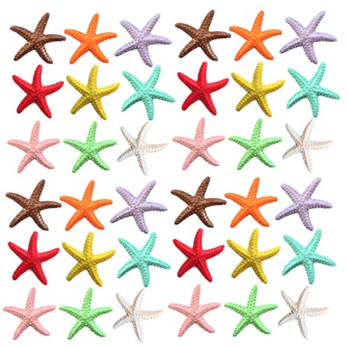 OKOK 36 Pcs Starfish Decor Multi-Colorerd Resin Starfish Hanging Ornaments for Christmas Tree Hanging Ornaments Beach Theme Wedding Decor, DIY Craft Project, 9 Colors