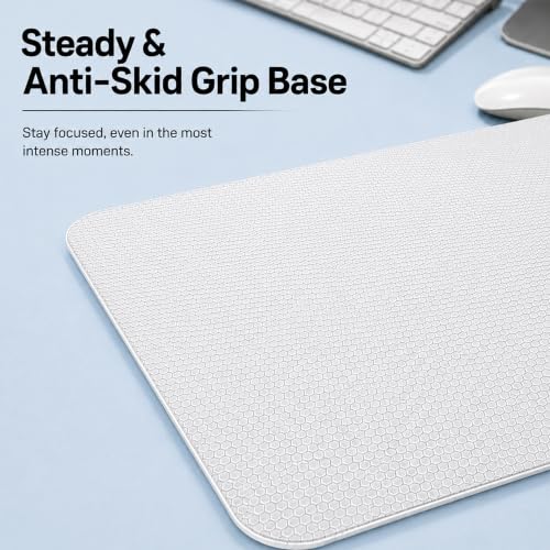 Image of Ant Esports Glass Mouse Pad 400 x 450 x 4.6mm, Premium Tempered Glass Gaming Mousepad, Ultra-Smooth Surface, Precision Tracking, Anti-Skid Base, Optical & Laser Mouse Compatible, White