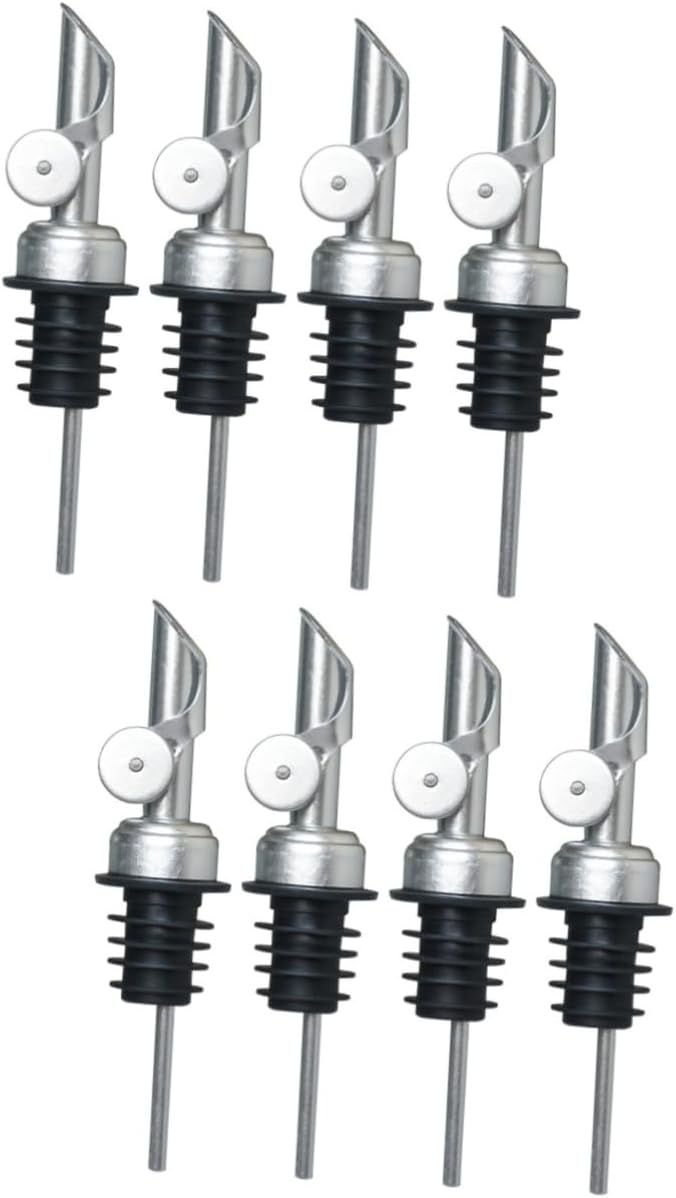 MAGICLULU 8pcs Stainless Steel Oil Pourer Automatic Oil Dispenser Precision Spout for Cooking Bar and Events for Vinegar and More