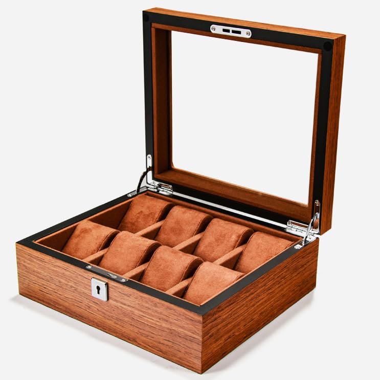 Étui rangement pour montres : fini la poussière grâce à la boîte en bois 8 emplacements