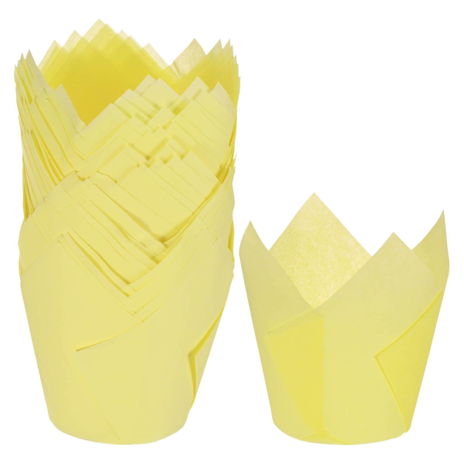 M METERXITY 50-Pack Tulip Cupcake Liners Paper Baking Cups Yellow