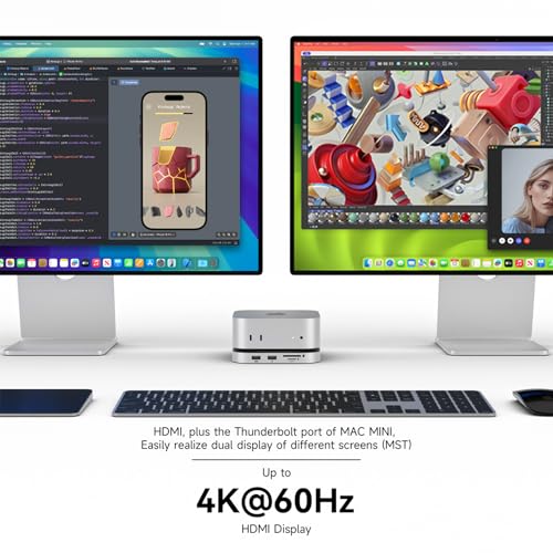 Image of Minisopuru MINI4PRO Mac mini M4 Dock with 4K@60 HDMI, 8TB M.2 NVMe SSD Enclosure, Mac mini Hub & Stand for Mac mini M4 and M4 Pro 2024 (TF /SD Slot, 3* USB-A 2.0, Audio) | Silver