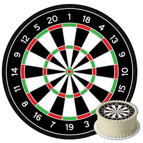 J&M DECO Tortenaufleger Dart – essbare Tortendeko Ø 20 cm – Kuchenaufleger mit Dartboard Motiv für Geburtstag & Turnier – Tortenbild auf Zuckerpapier – Made in EU