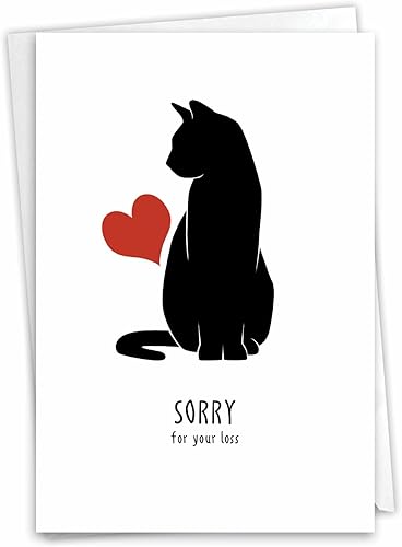 NobleWorks Tarjeta de felicitación de condolencias para mascotas con sobre de 5 x 7 pulgadas (1 tarjeta) Furever In Our Heart - Cat C10066BPSG