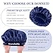 WLLHYF Silk Bonnet for Men, Satin Bonnet Elastic Band Silk Sleep Cap Black Soft Hair Cap Hair Wrap Large Bonnets for Women