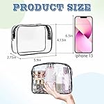 16 Pieces Clear Makeup Bags Bulk, TSA Approved Toiletry Bag for Travel, PVC Waterproof Travel Small Pouches Clear Pouch with Zipper for Men and Women Carry-on Travel Essentials Cosmetic Bags (Black) - Image 2