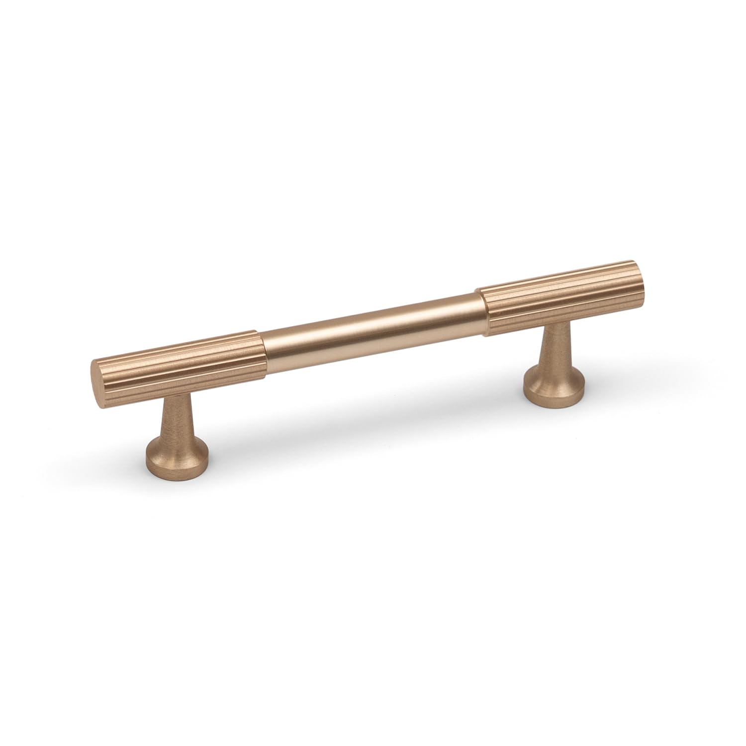 Handle & Home 96mm Brushed Brass Reeded Cabinet Handle – Modern Drawer & Cupboard Pull