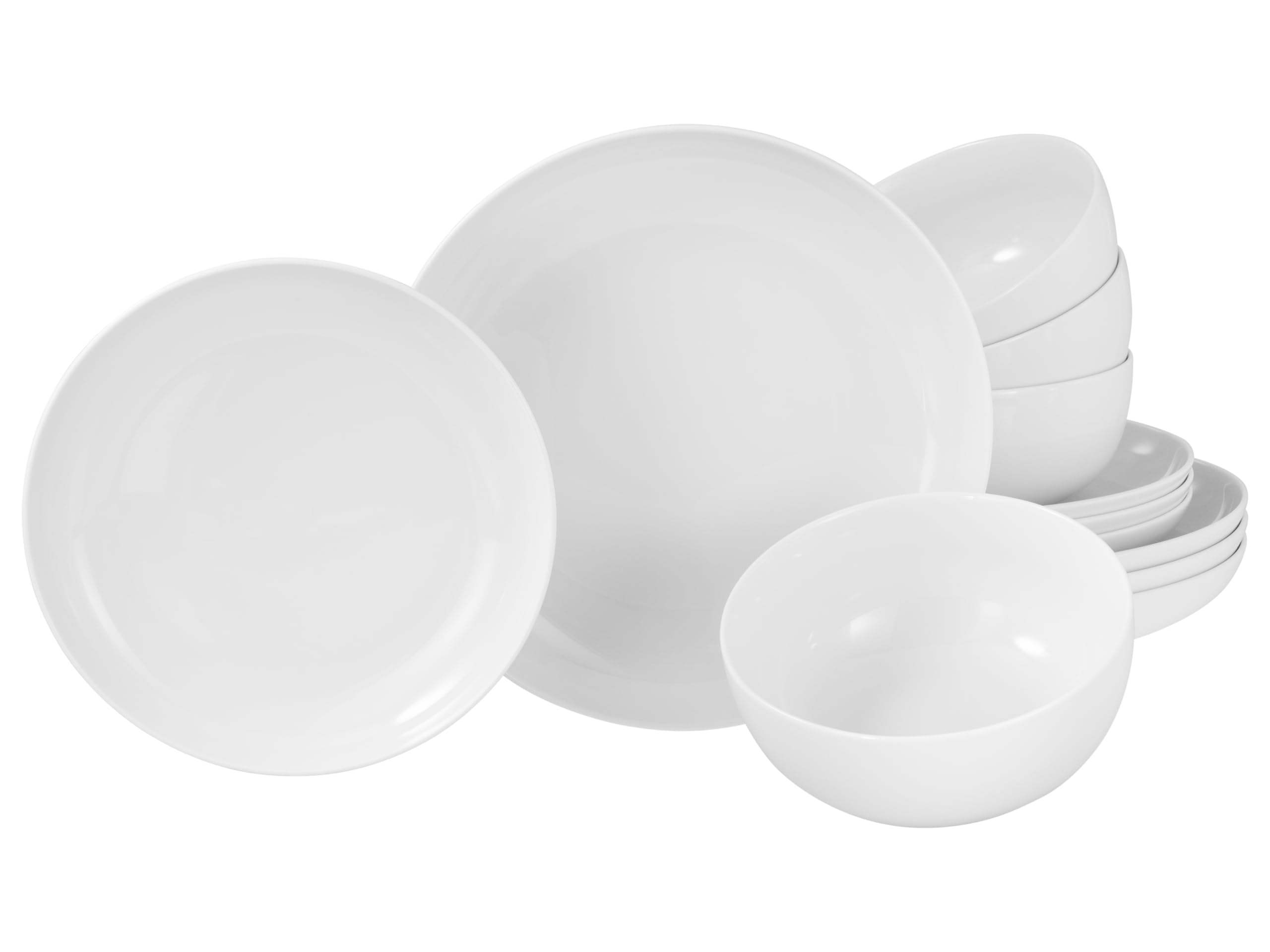 Creatable, 22556, Serie Allround Weiss, 12-teiliges Geschirrset, Teller Set aus Porzellan, spülmaschinen- und mikrowellengeeignet
