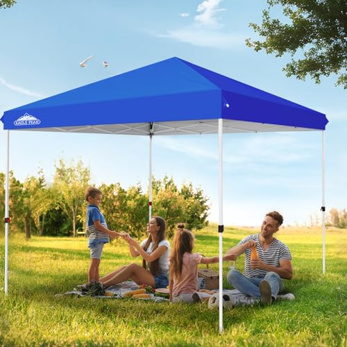 EAGLE PEAK 10x10 Outdoor Pop up Canopy, Instant Outdoor Canopy Tent, Straight Leg Sun Shelter with Wheeled Carry Bag, 100 Square Feet of Shade, Blue - Image 6