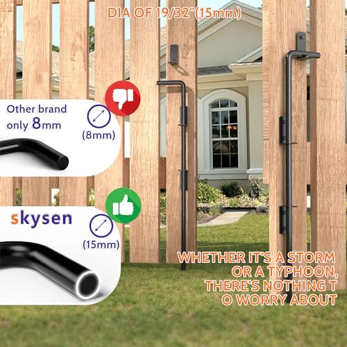Image of SKYSEN 2 Pack 36 inch Cane Bolts for Gates, Gate Drop Rod, Gate Stopper- Ultra Drop pin Dia of 19 /32 inch- Heavy Duty gate Bolt- Wood & Vinyl Fence gate Hardware