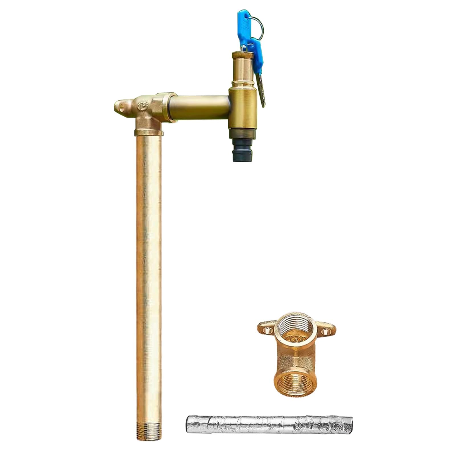 WOTZOV Faucet Water Column,Antifreeze Freestanding Garden Water Column With Lock Faucet - Cylindrical Design, 80Cm/31In, Elegant Gold Finish For Outdoor Use, Durable & Weather Resist，Gold 80cm/31in