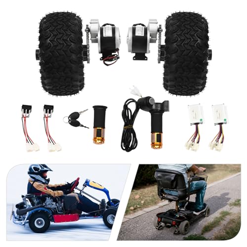 24V 250W DC Motor Set with Double 10-inch Wheels and Controller&Digital Display Throttle for Elderly Mobility Scooter, Electric Wheelchair and Kids' Go-Kart(24V 250W Digital Display Throttle)