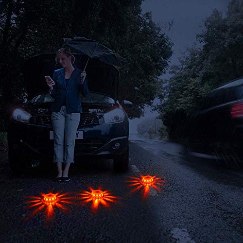 Vancle LED Road Flares Flashing Warning Light Roadside Flare Emergency Disc Beacon Kit, Magnetic Base with Hook for Car or Boat (Batteries Not Included) (set of 3) - Thumbnail 4