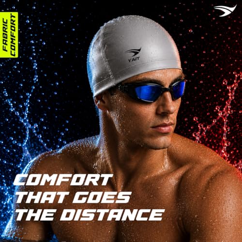 Image of Silicone Coated Fabric Swimming Cap for Men & Women | India's First Lab-Tested Swim Cap | High Elasticity Stretch Fit | Anti-Chlorine Protection | Soft Comfortable Hair Coverage | Silver