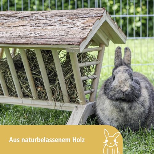 Kerbl Pet Heukrippe Nature, Futterkrippe, 45x32x33 cm, leichte Befüllung, rundum Fressgelegenheit, Stabiler Stand, aus naturbelassenem Holz
